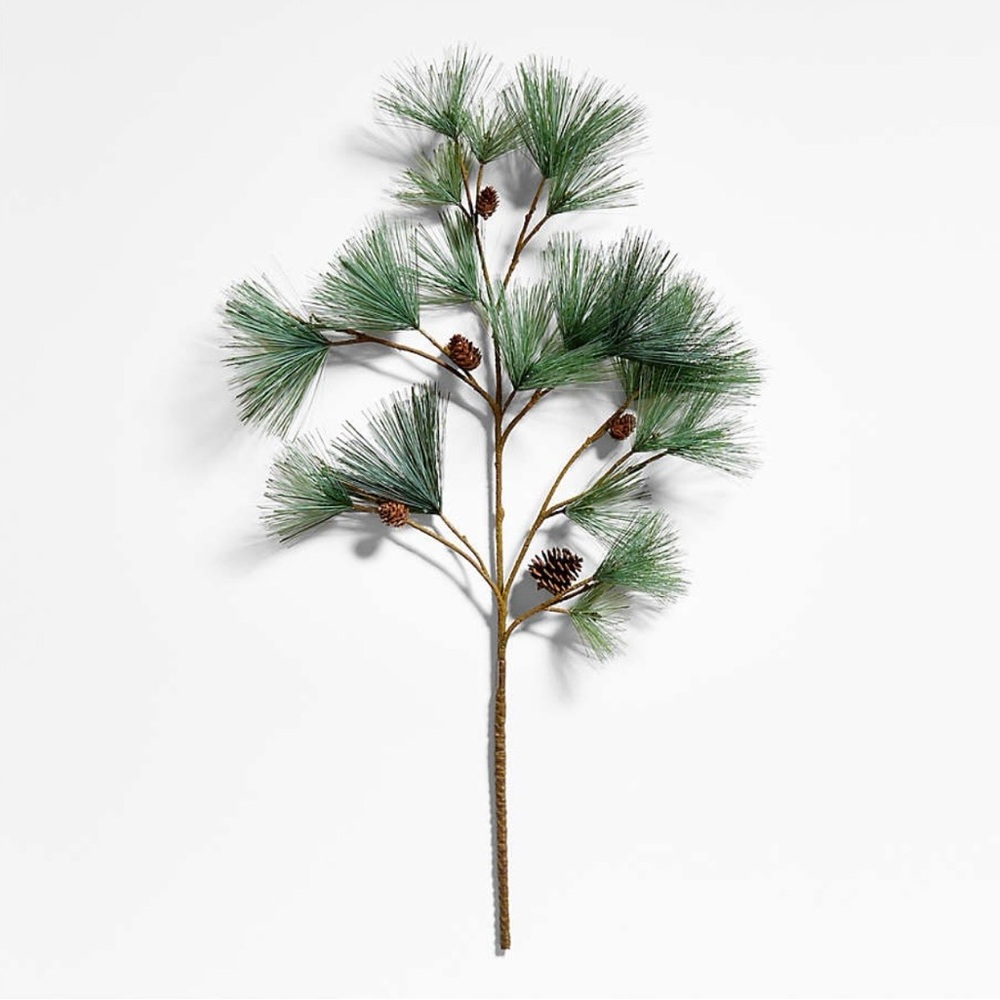 Crate and Barrel Faux Pine Needle Stem with Pinecones